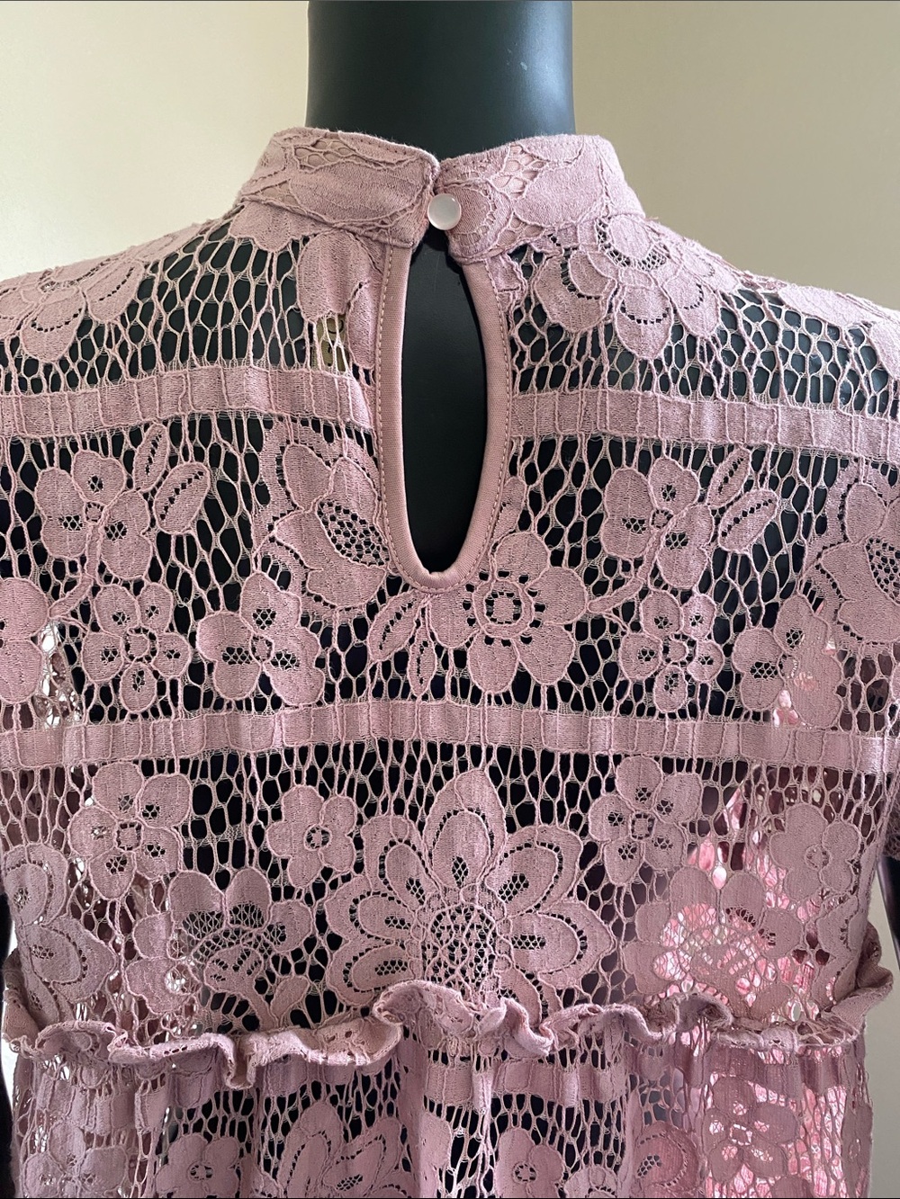 Luna Rae High-Neck Lace Blouse in Pink Dusty Rose - Picture 9 of 11